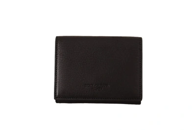 Dolce & Gabbana Black Leather Trifold Purse Belt Strap Multi Kit Men's Wallet