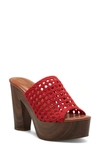 Jessica Simpson Shelbie Platform Slide Sandal In Dahlia Red