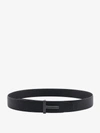 Tom Ford T Logo Buckle Belt In Grained Leather In Black