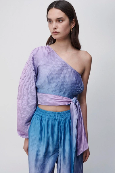 Jonathan Simkhai Roza Pleated One Sleeve Top In Lilac Ombre
