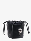 Karl Lagerfeld Iconic Patch Leather Bucket Bag In Black
