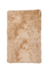 Luxe Hudson Faux Fur Rug In Tan