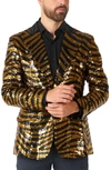 Opposuits Tiger Royale Sequin Notch Collar Blazer In Yellow