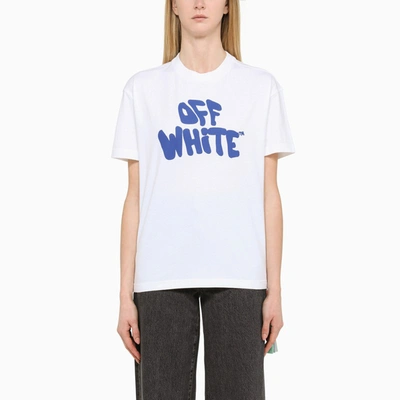 Off-white White T-shirt With 70s Graffiti Logo In Cotton Woman In White,blue
