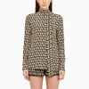 Valentino Toile Iconographe Silk Crêpe De Chine Blouse In Beige