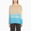 Off-white Mohair Blend Helvetica Degradè Pullover In Blue