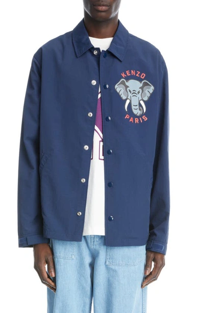 Kenzo Men's Elephant Nylon Coach Jacket In Midnight Blue