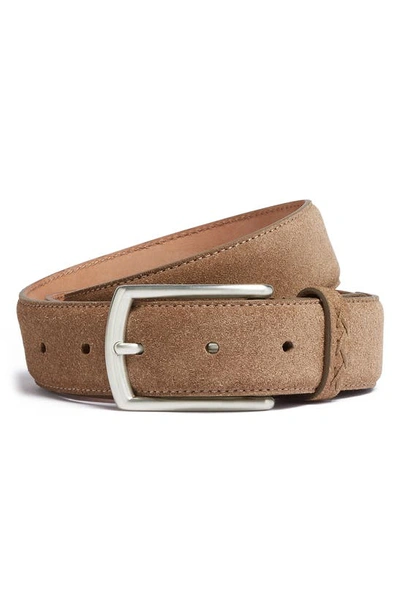 Zegna Tonal-stitch Detail Belt In Beige