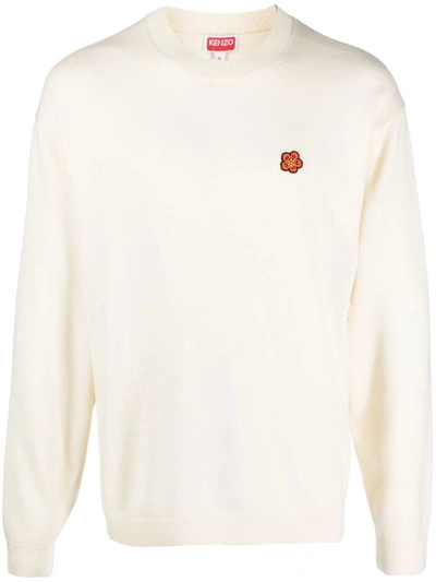 Kenzo Flower-patch Crew-neck Sweatshirt In White