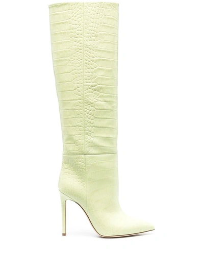 Paris Texas Croc-effect Leather Knee-high Boots In Yellow
