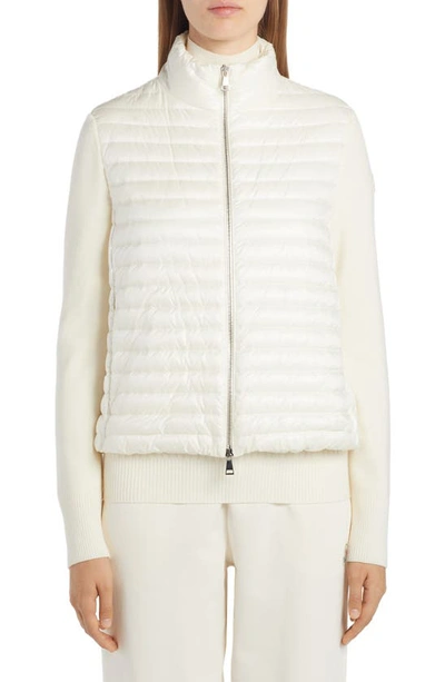 Moncler Hybrid Padded Cardigan In White