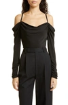 Jonathan Simkhai Pebble Jersey Cold-shoulder Top In Black