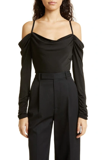 Jonathan Simkhai Pebble Jersey Cold-shoulder Top In Black