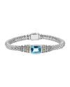 Lagos 18k Gold And Sterling Silver Caviar Color Bracelet With London Blue Topaz In Blue