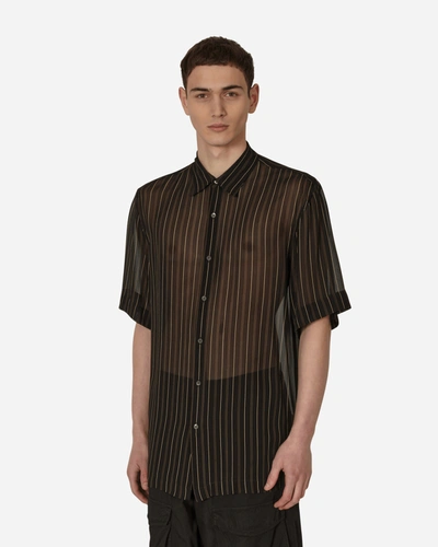 Dries Van Noten Striped Shortsleeve Shirt In Black