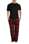 SLEEPHERO SLEEPHERO SHORT SLEEVE PLAID FLANNEL PAJAMA SET