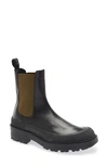 Alexander Mcqueen Stacked Chelsea Boot In Black/ Khaki