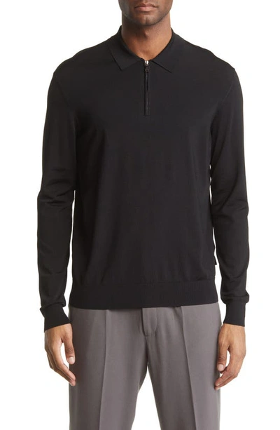 Ted Baker Viba Half Zip Polo Sweater In Black