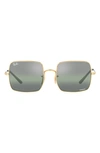 Ray Ban Square 1971 Chromance Sunglasses Gold Frame Green Lenses Polarized 54-19 In Gold Flash