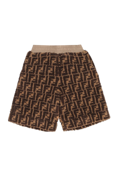 Fendi Kids Ff Logo Monogram Bermuda Shorts In Brown