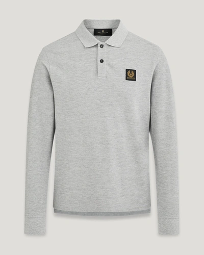 Belstaff Long Sleeved Polo In Old Silver Heather