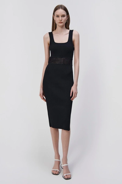 Simkhai Loren Crochet Ring Midi Dress In Black