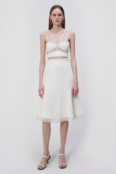 Jonathan Simkhai Livina Crochet Ring Midi Skirt In White