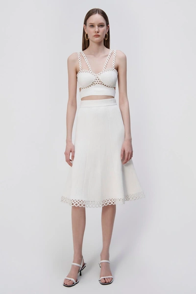 Simkhai Livina Crochet Ring Midi Skirt In White