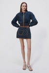 Simkhai Quilted Denim Bomber Jacket In Washed Indigo