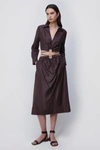 Jonathan Simkhai Mikah Satin Midi Skirt In Dark Chocolate