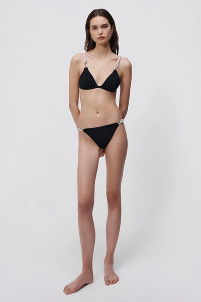 Jonathan Simkhai Brighton Diamante Strap Bikini Top In Black