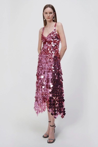 Jonathan Simkhai Indra Sequin Midi Dress In Punch