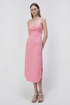 Simkhai Alessi Mesh-trimmed Stretch-poplin Midi Dress In Taffy