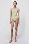 Jonathan Simkhai Noa Belted Underwire One Piece Swimsuit In Lime