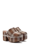 Larroude Miso Plaid Platform Clogs In Brown