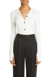 Maria Mcmanus Ribbed Collar Cardigan In Ivory