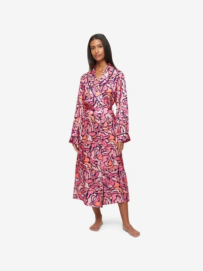 Derek Rose Women's Long Dressing Gown Brindisi 85 Silk Satin Multi