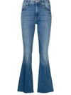 Mother The Weekender Fray Flare Jeans In Blue