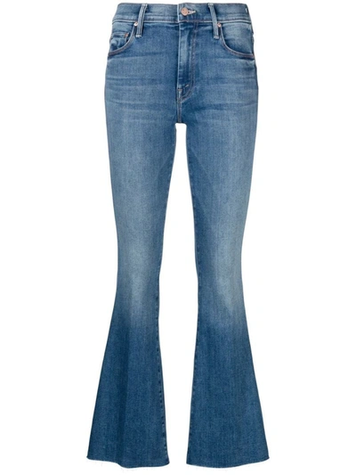 Mother The Weekender Fray Flare Jeans In Blue