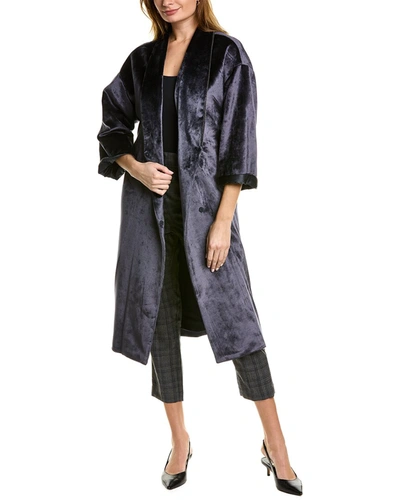 Brunello Cucinelli Velvet Overcoat In Blue