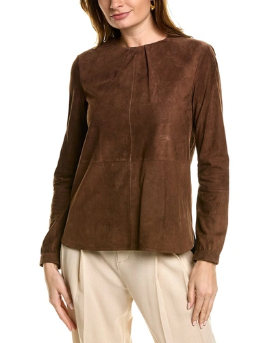 Brunello Cucinelli Leather Top In Brown