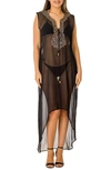 Ranee's Ranees Sleeveless Embellished High/low Coverup In Black