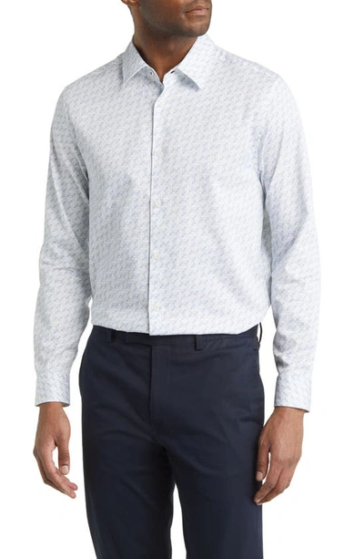 Ted Baker Matlock Moth Geo Print Stretch Button-up Shirt In White