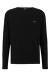 Hugo Boss Long Sleeve Waffle Knit Cotton Blend T-shirt In Black