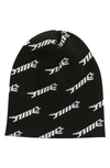 Ambush Fine Ribbed Logo-print Beanie Hat In Black White