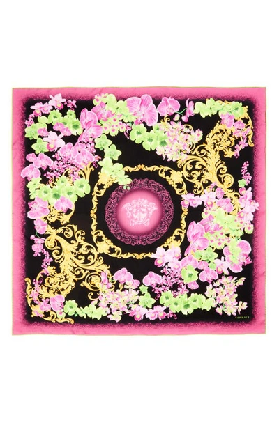 Versace Floral Barocco Print Scarf In Multicolour