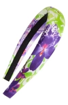 Versace Women's Orchid Silk Twill Headband In White Green