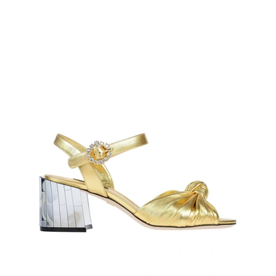 Dolce & Gabbana Keira Leather Sandals In Gold