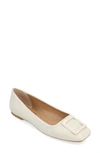 Journee Collection Zimia Square Buckle Flat In Beige
