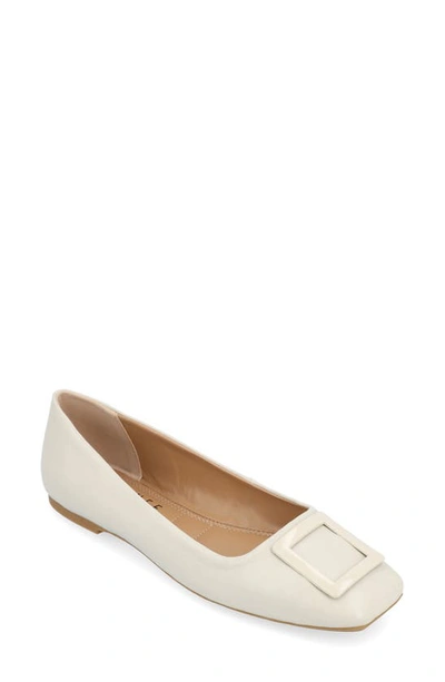 Journee Collection Zimia Square Buckle Flat In Beige